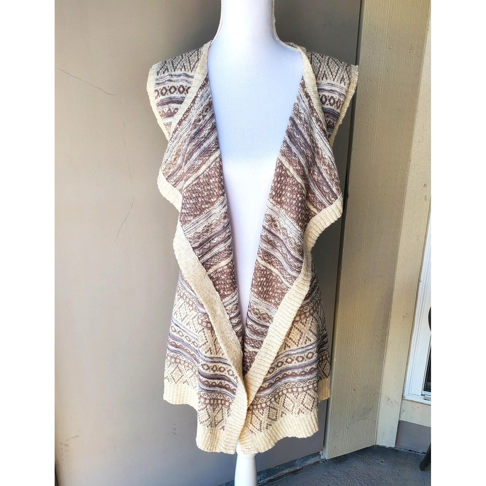Cupio‎ Woman Sweater Womens XL Brown Open Cardigan Boho Southwestern Cozy Rustic